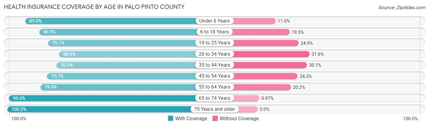 Health Insurance Coverage by Age in Palo Pinto County