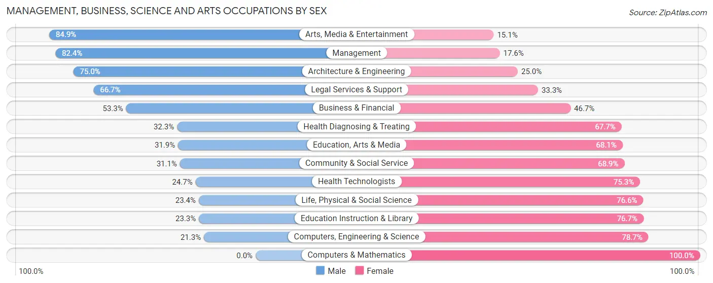 Management, Business, Science and Arts Occupations by Sex in Parmer County