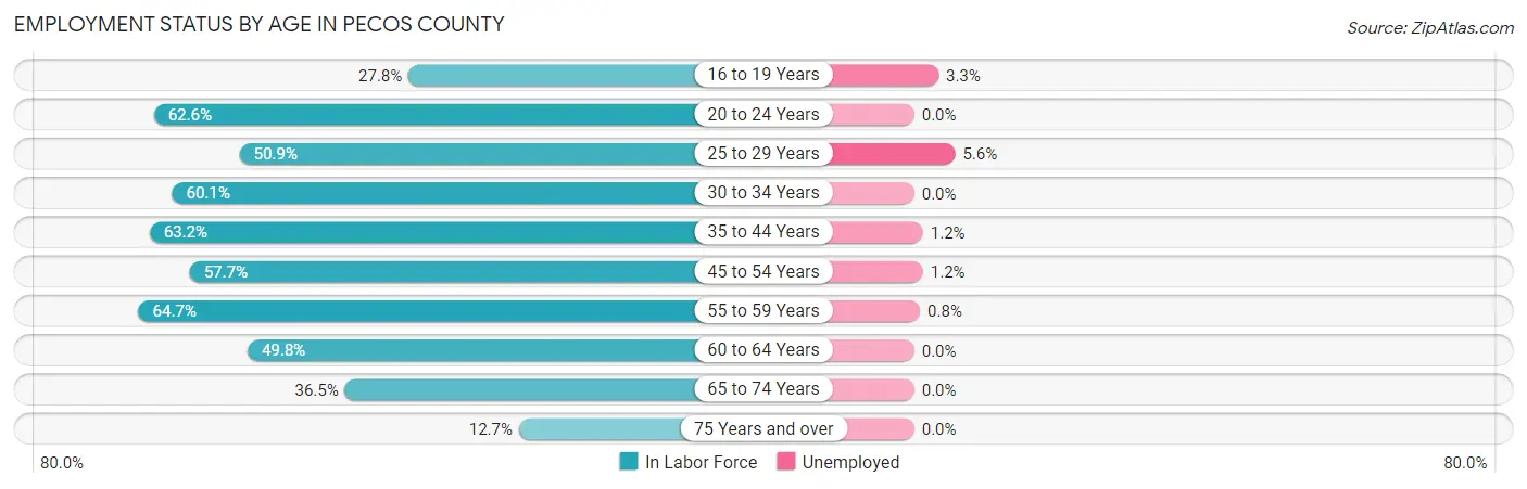Employment Status by Age in Pecos County