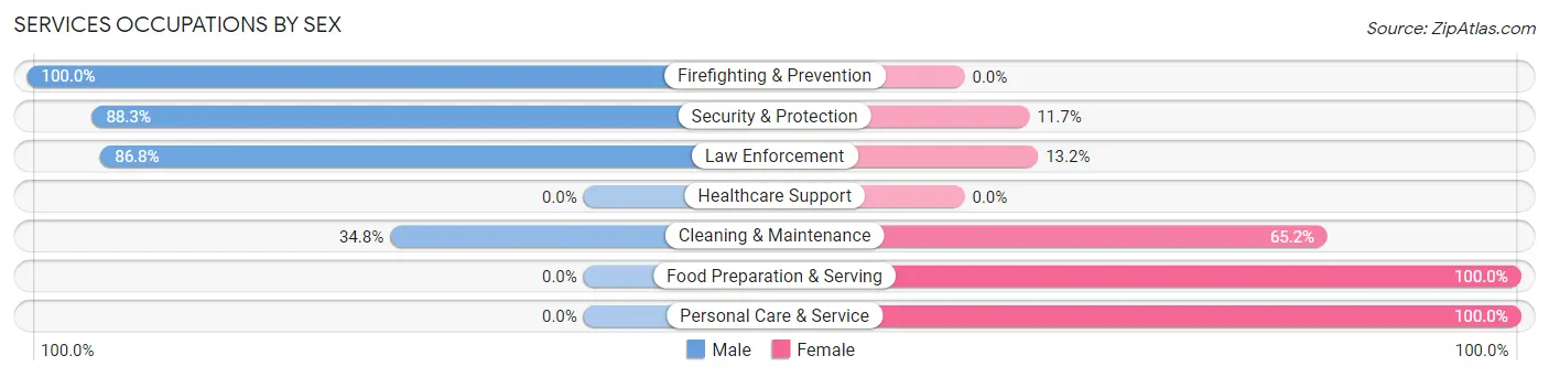 Services Occupations by Sex in Reagan County