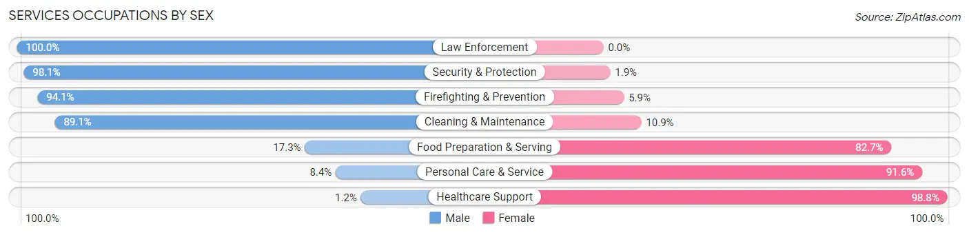 Services Occupations by Sex in Red River County