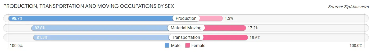 Production, Transportation and Moving Occupations by Sex in Reeves County