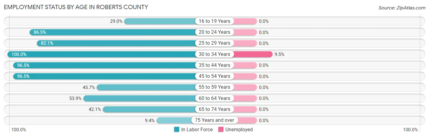 Employment Status by Age in Roberts County