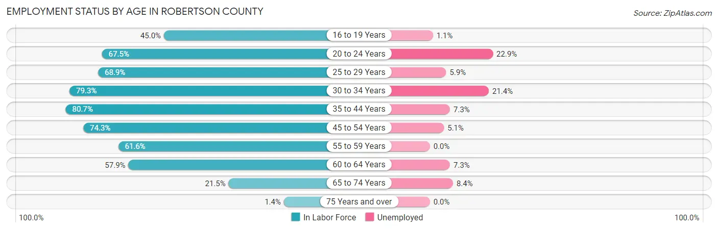 Employment Status by Age in Robertson County