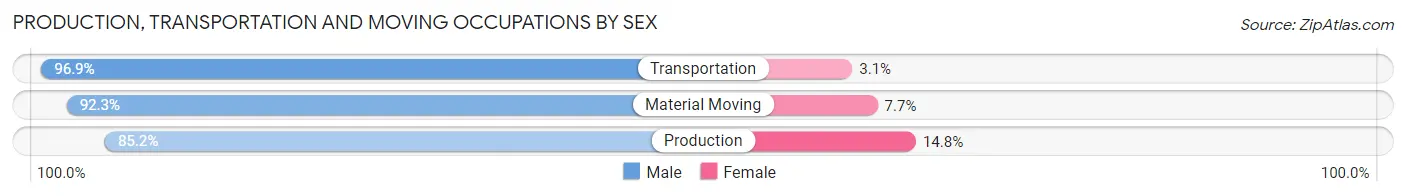 Production, Transportation and Moving Occupations by Sex in Runnels County