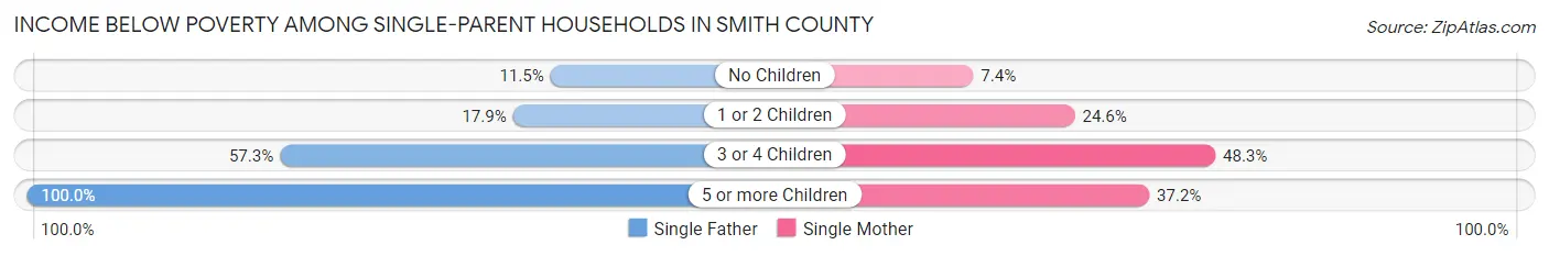 Income Below Poverty Among Single-Parent Households in Smith County