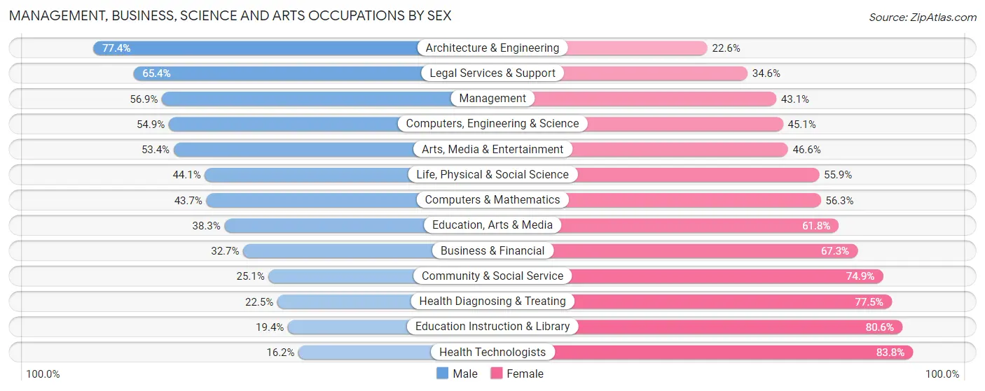 Management, Business, Science and Arts Occupations by Sex in Starr County