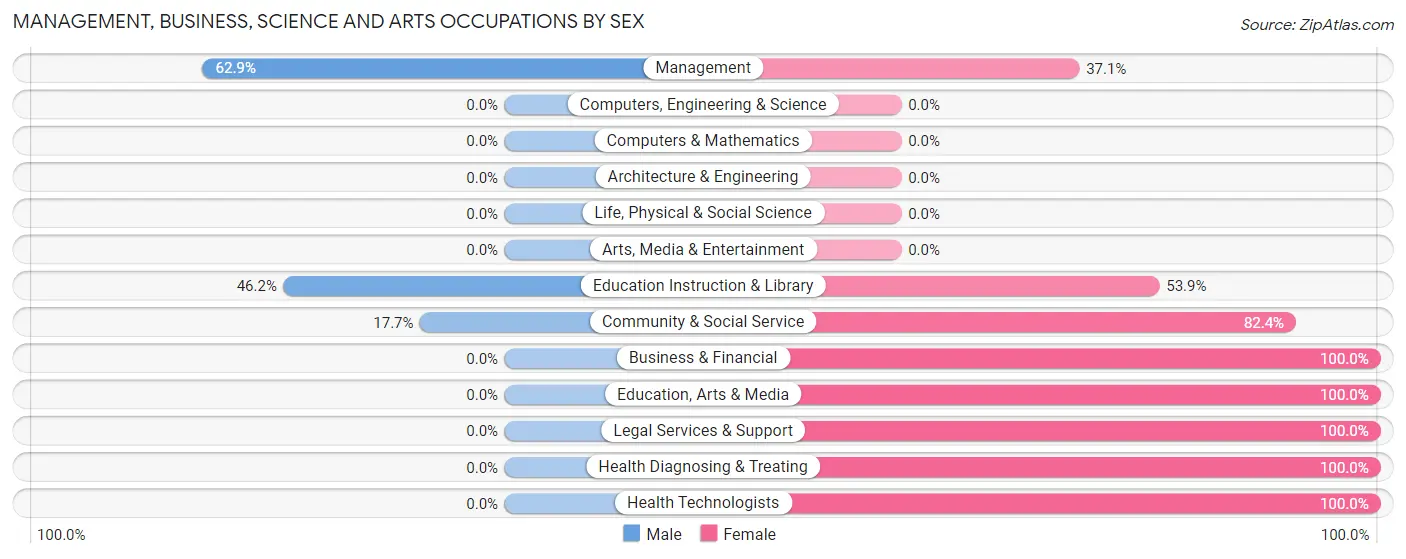 Management, Business, Science and Arts Occupations by Sex in Stonewall County