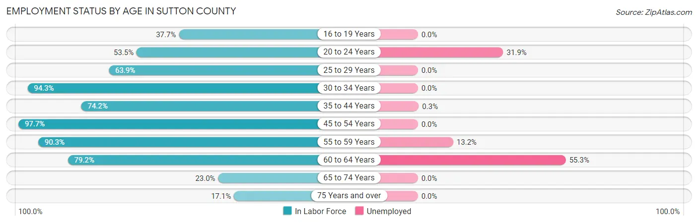 Employment Status by Age in Sutton County