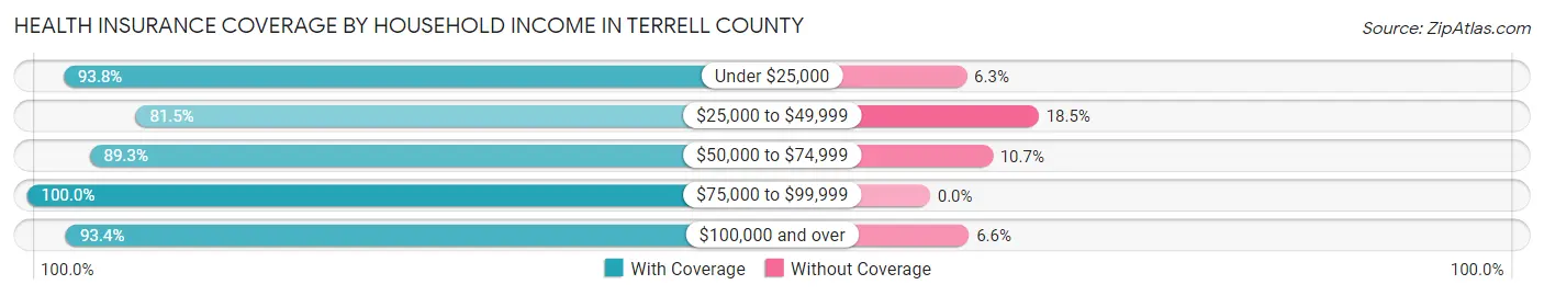 Health Insurance Coverage by Household Income in Terrell County