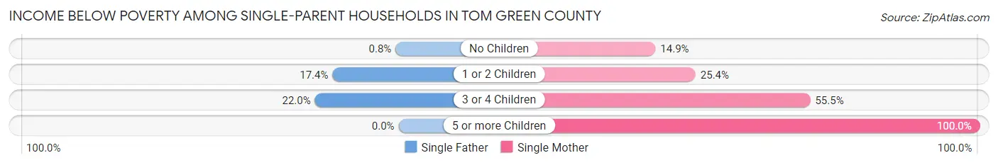 Income Below Poverty Among Single-Parent Households in Tom Green County