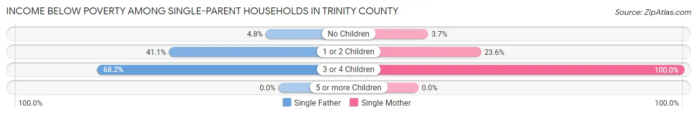 Income Below Poverty Among Single-Parent Households in Trinity County