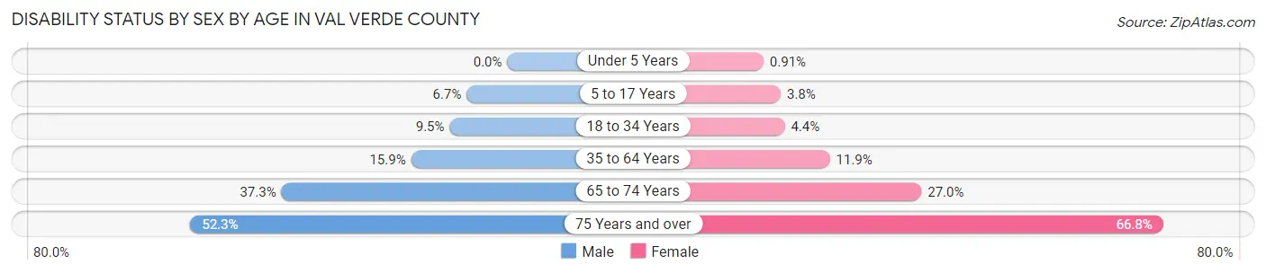 Disability Status by Sex by Age in Val Verde County