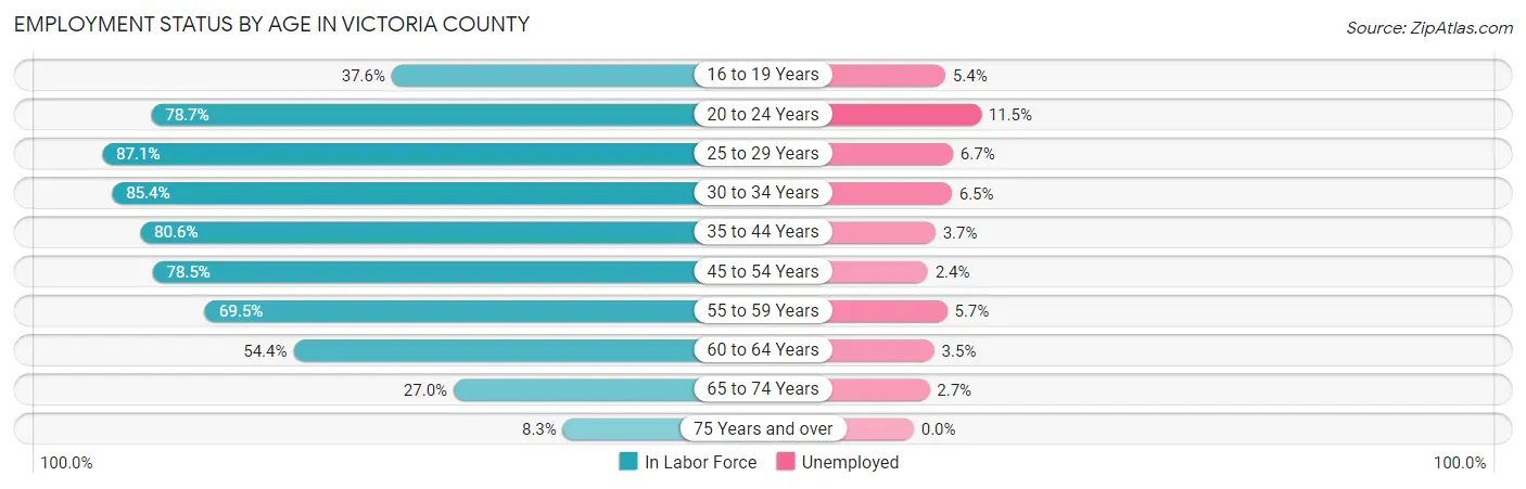 Employment Status by Age in Victoria County