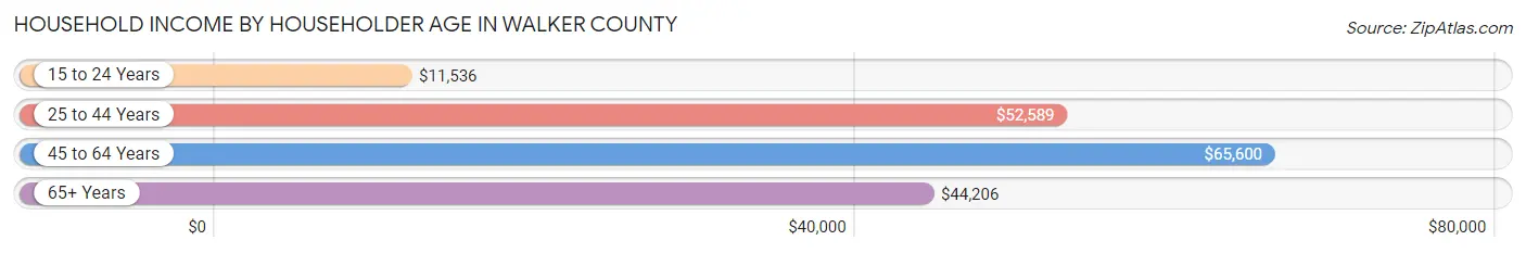 Household Income by Householder Age in Walker County