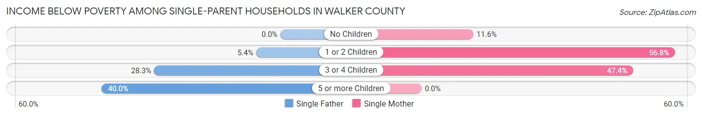 Income Below Poverty Among Single-Parent Households in Walker County