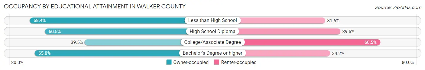Occupancy by Educational Attainment in Walker County