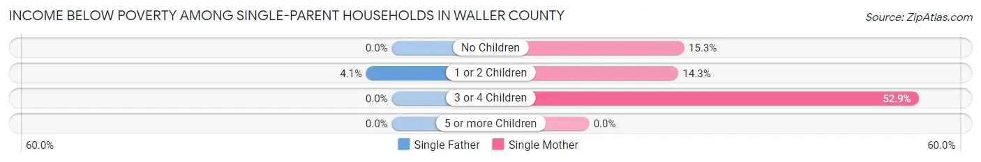 Income Below Poverty Among Single-Parent Households in Waller County