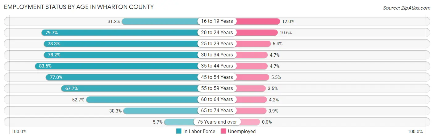 Employment Status by Age in Wharton County
