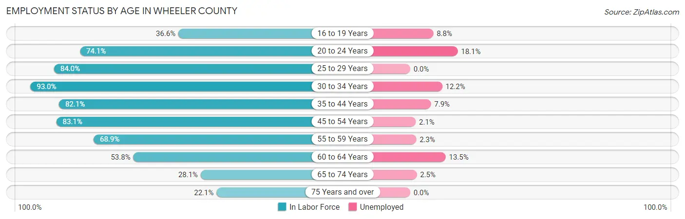 Employment Status by Age in Wheeler County