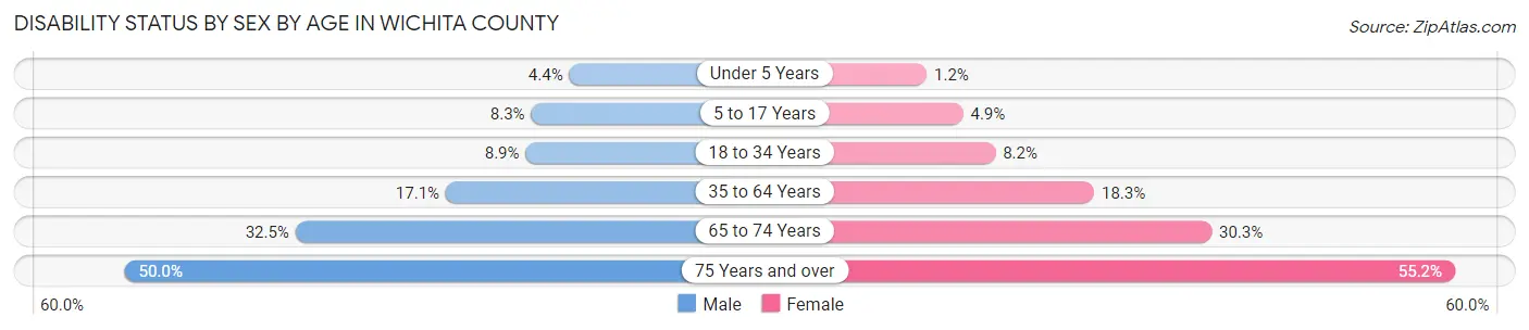 Disability Status by Sex by Age in Wichita County