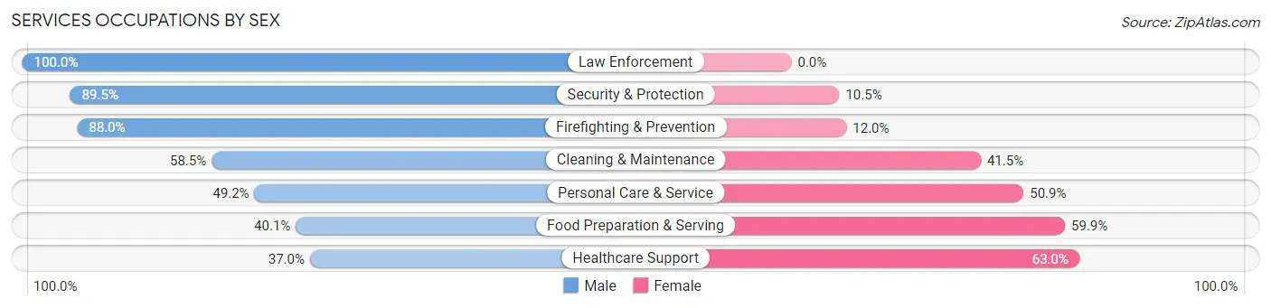Services Occupations by Sex in Wilbarger County