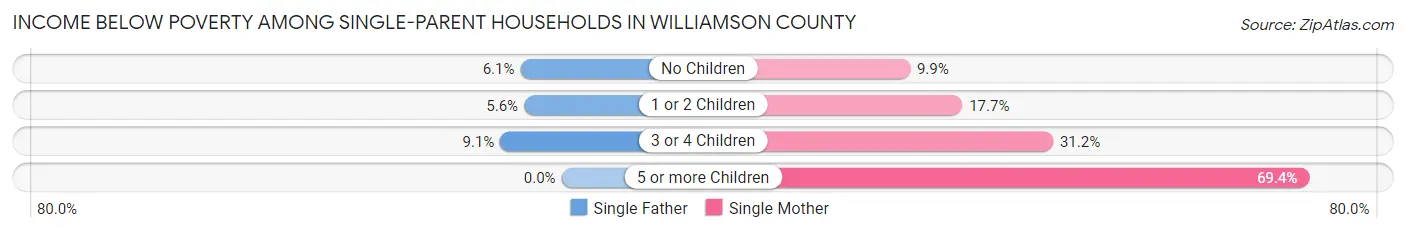 Income Below Poverty Among Single-Parent Households in Williamson County