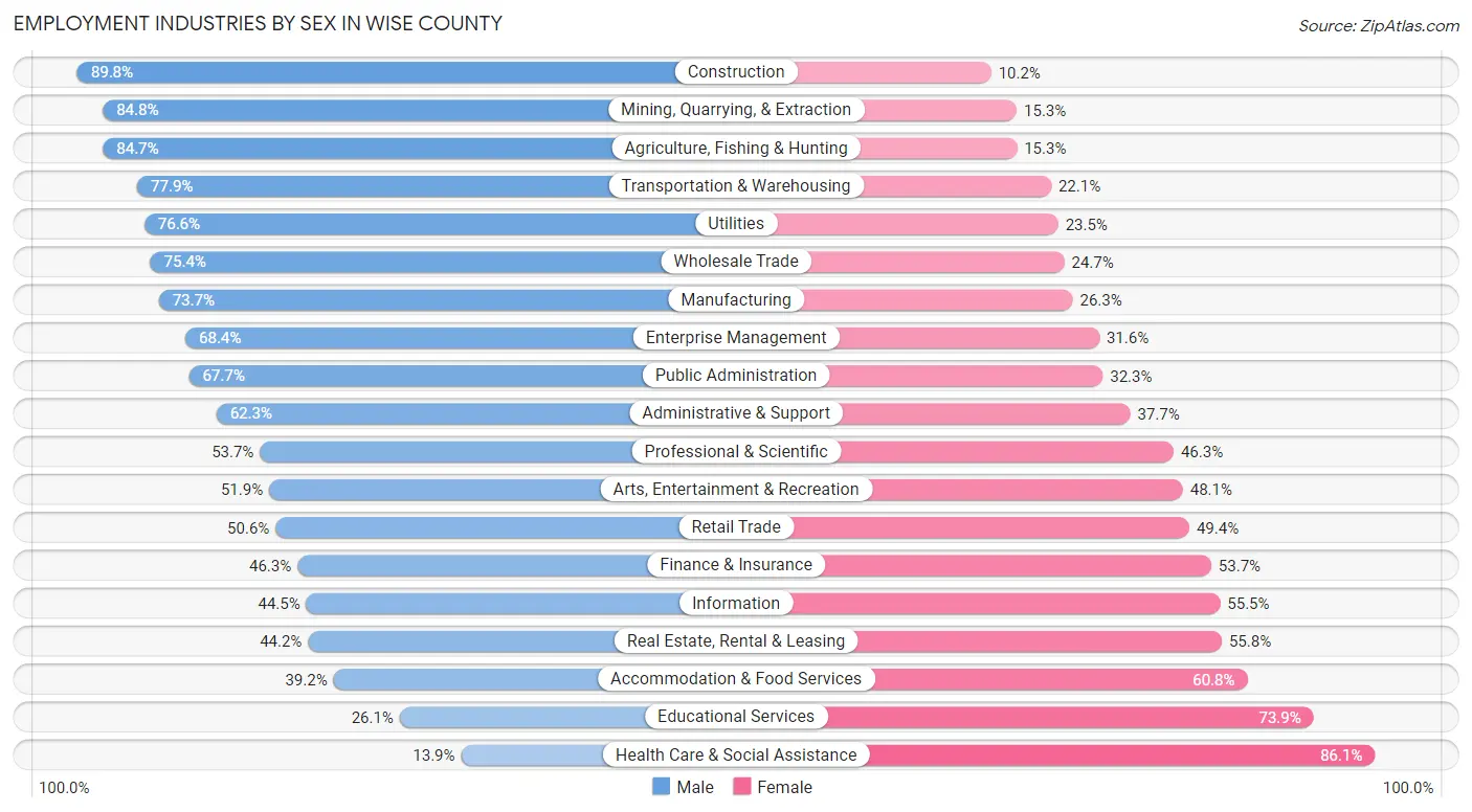 Employment Industries by Sex in Wise County