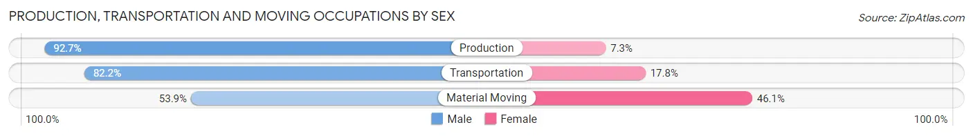 Production, Transportation and Moving Occupations by Sex in Wise County