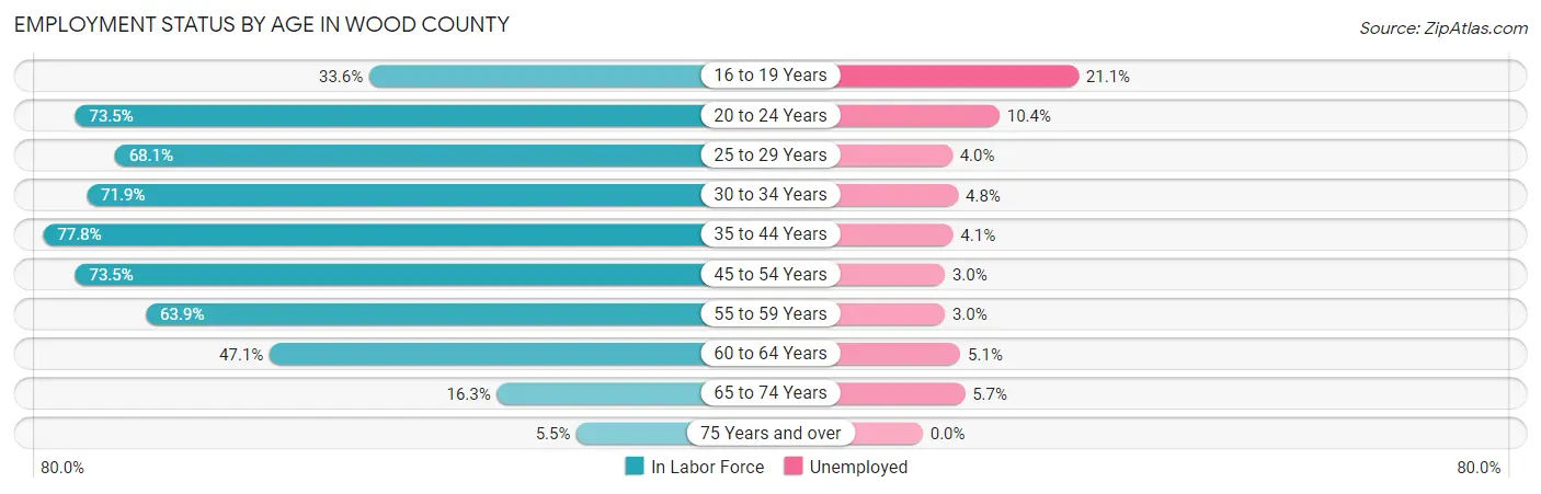 Employment Status by Age in Wood County