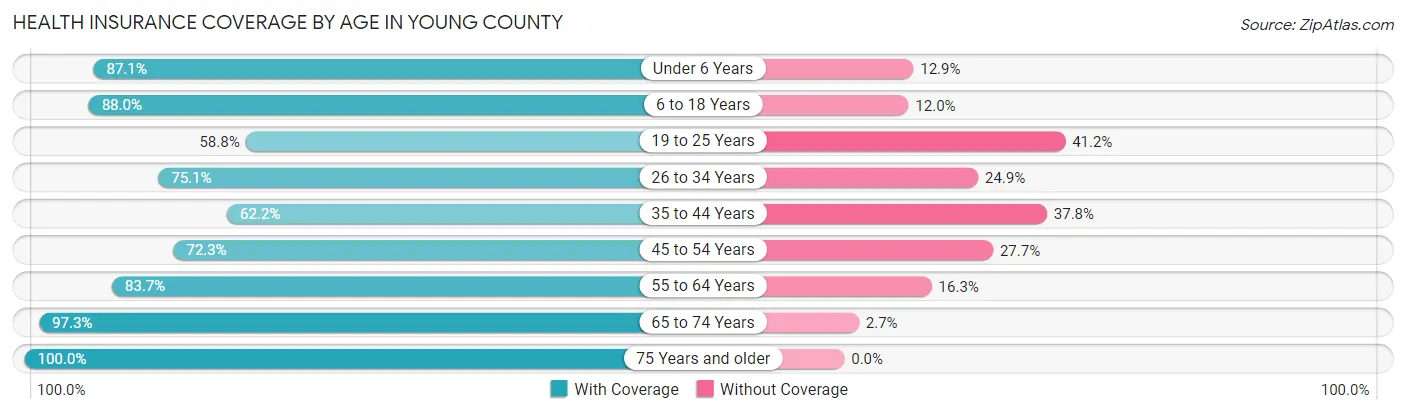 Health Insurance Coverage by Age in Young County