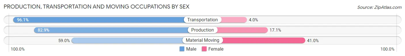 Production, Transportation and Moving Occupations by Sex in Young County