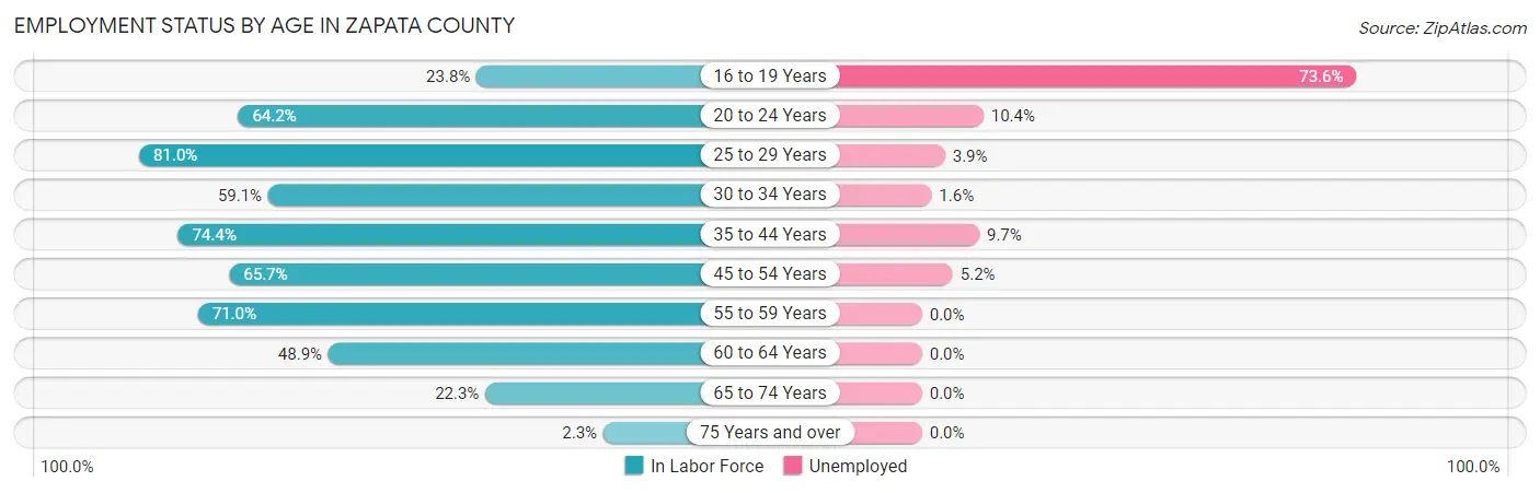 Employment Status by Age in Zapata County