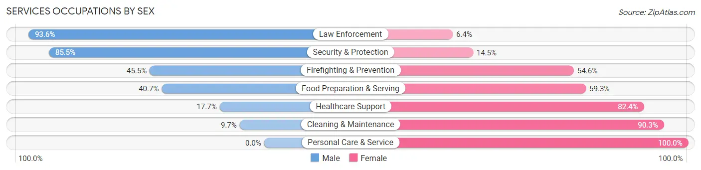 Services Occupations by Sex in Zapata County