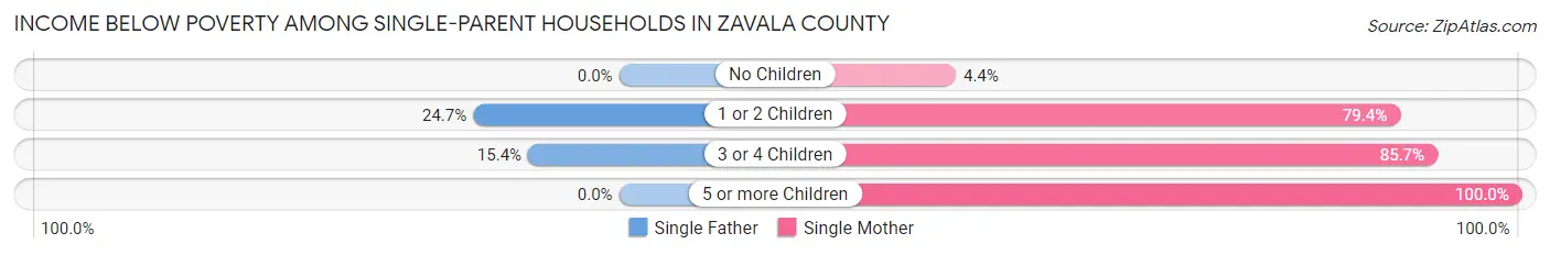 Income Below Poverty Among Single-Parent Households in Zavala County
