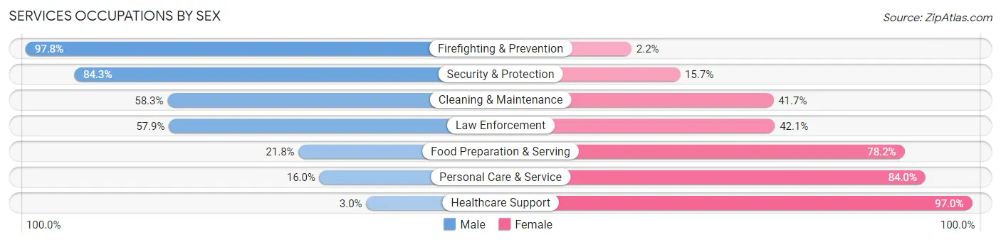 Services Occupations by Sex in Accomack County