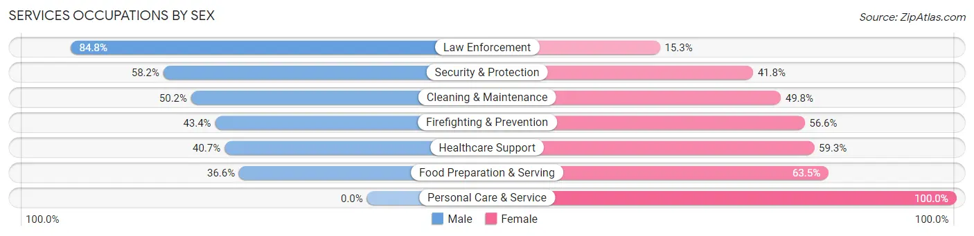 Services Occupations by Sex in Alleghany County