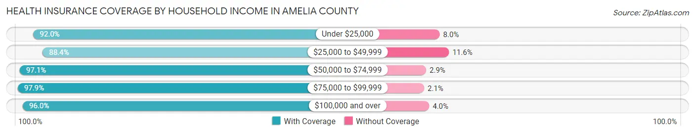 Health Insurance Coverage by Household Income in Amelia County