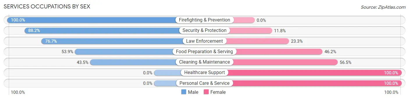 Services Occupations by Sex in Amelia County