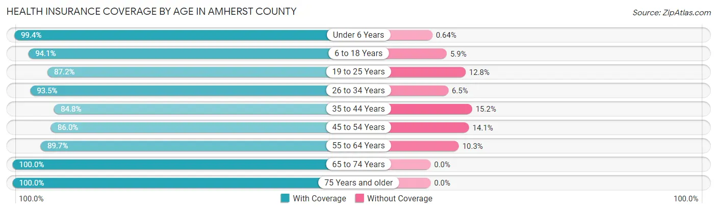 Health Insurance Coverage by Age in Amherst County