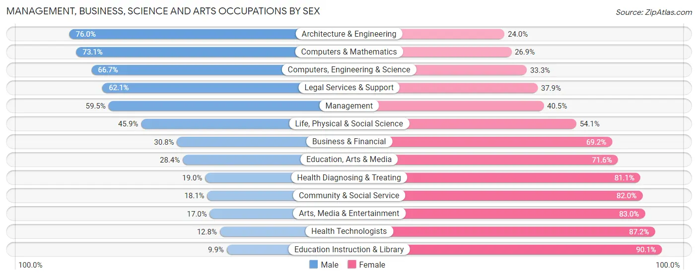 Management, Business, Science and Arts Occupations by Sex in Amherst County