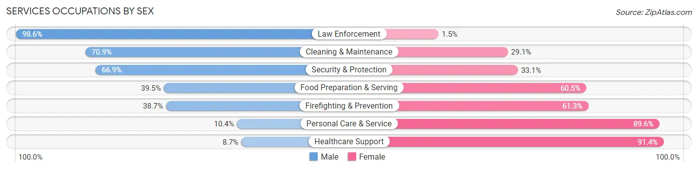 Services Occupations by Sex in Amherst County