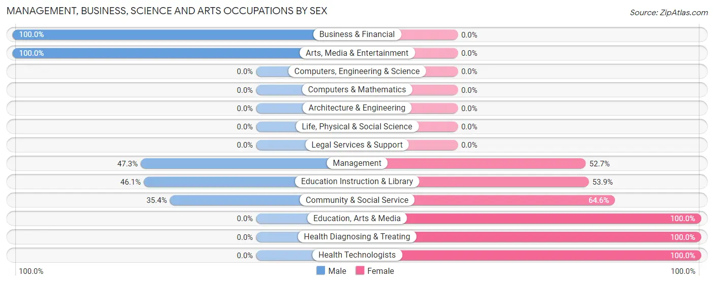Management, Business, Science and Arts Occupations by Sex in Bath County