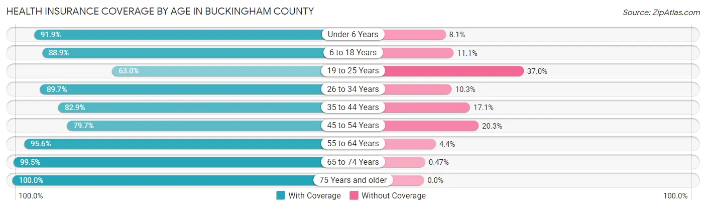 Health Insurance Coverage by Age in Buckingham County