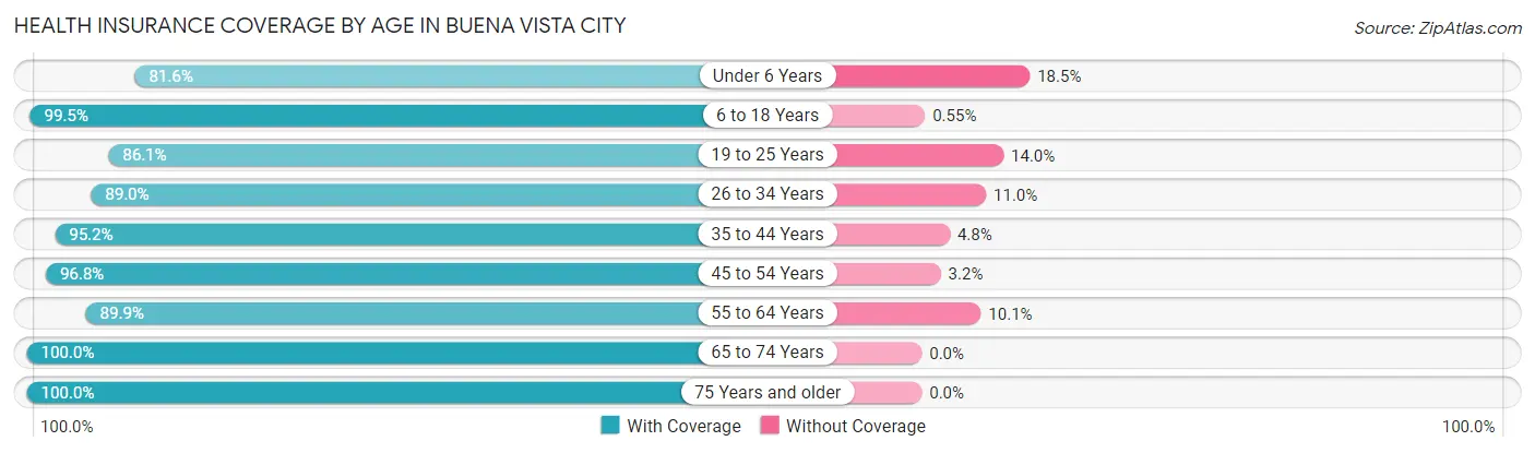 Health Insurance Coverage by Age in Buena Vista city