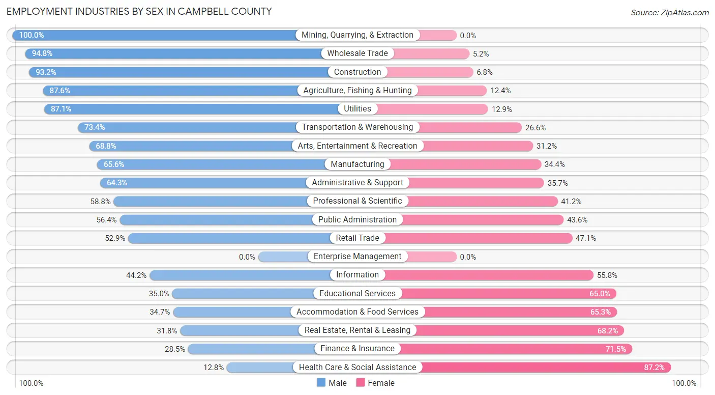 Employment Industries by Sex in Campbell County