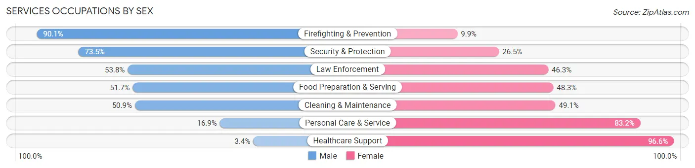 Services Occupations by Sex in Culpeper County