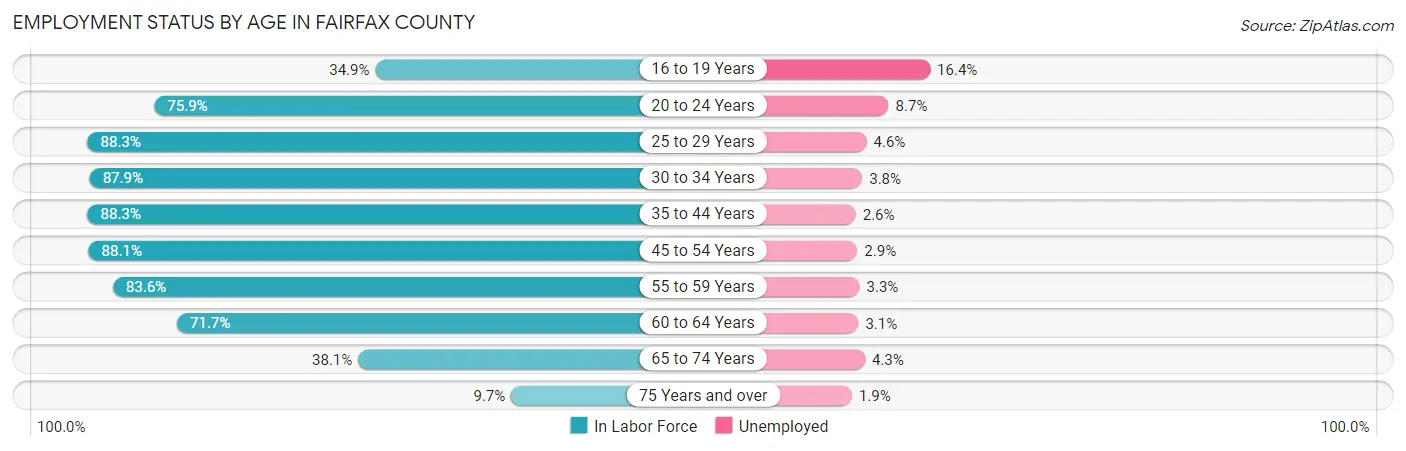 Employment Status by Age in Fairfax County