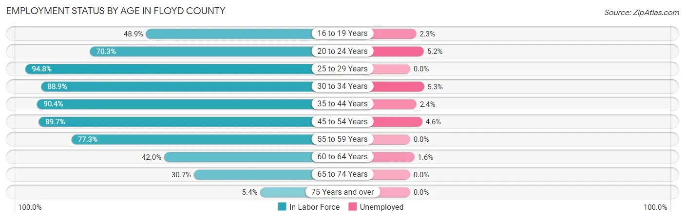 Employment Status by Age in Floyd County