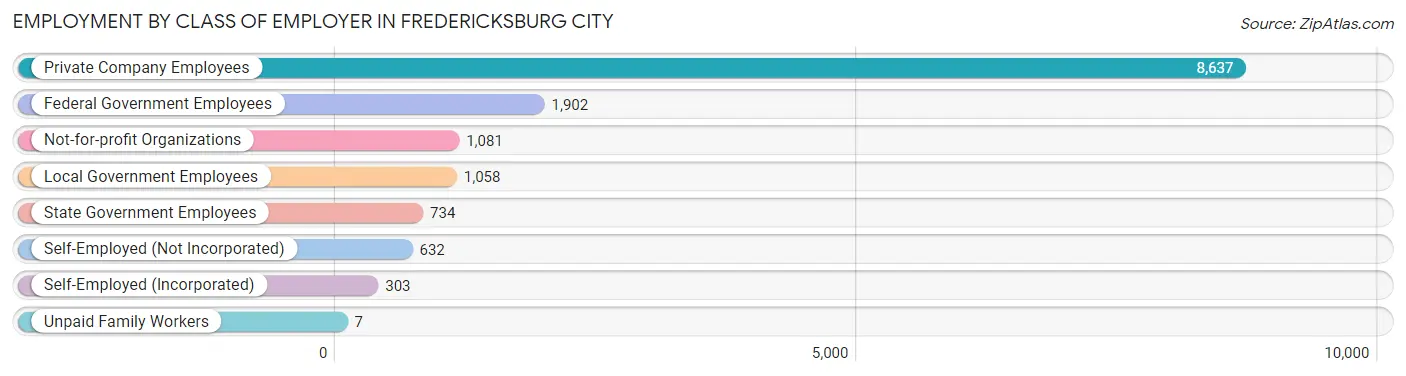 Employment by Class of Employer in Fredericksburg city